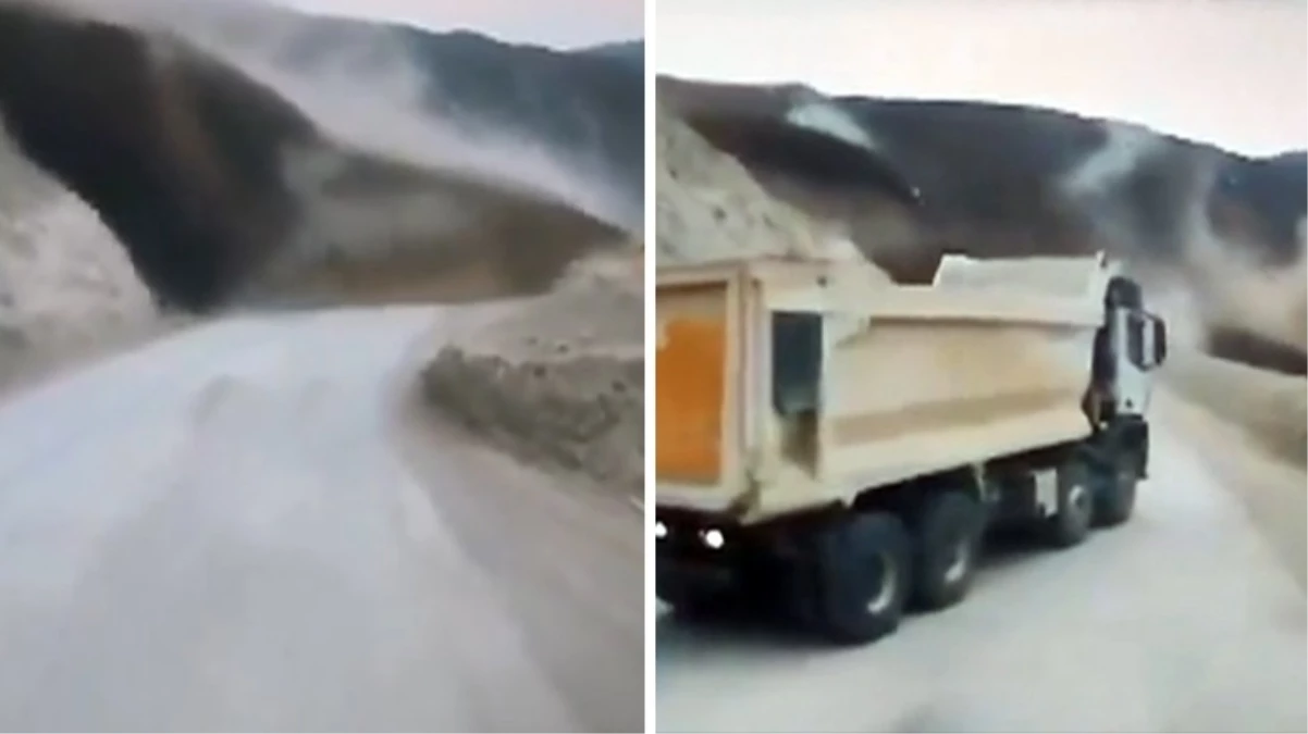 Erzincan’daki heyelandan yeni görüntüler! Kamyon şoförleri felaketten böyle kurtulmuş…