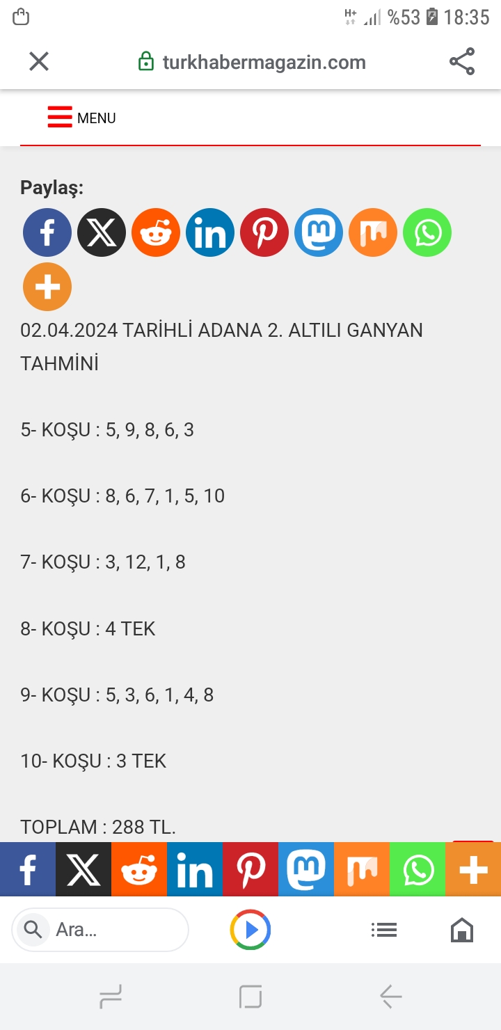 02.04.2024 TARİHLİ ADANA 2. ALTILI GANYAN TAHMİNLERİ ÇIKMIŞTIR TAKİPTE KALIN