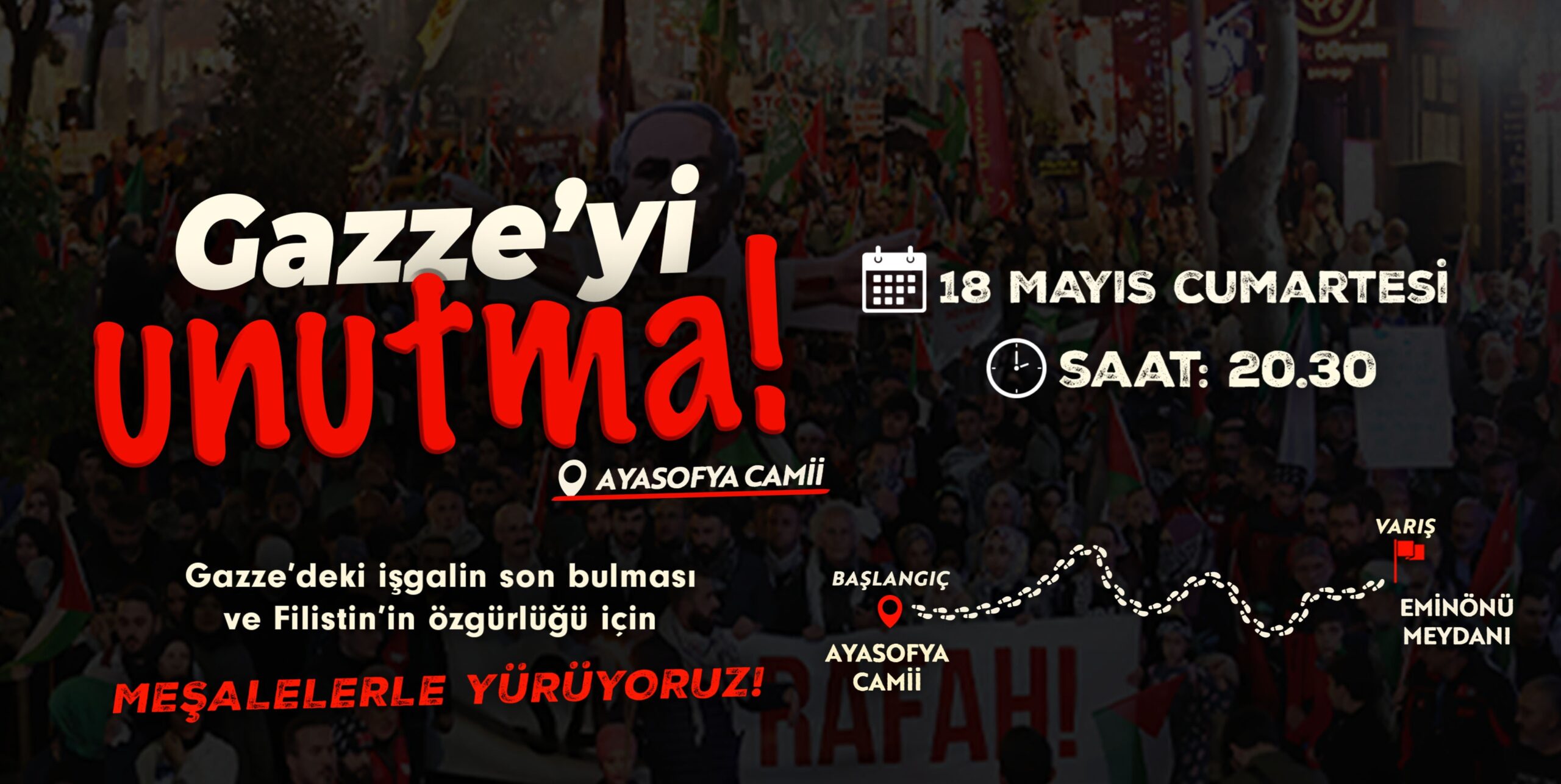 Eminönü’nde Gazze yürüyüşü düzenlenecek