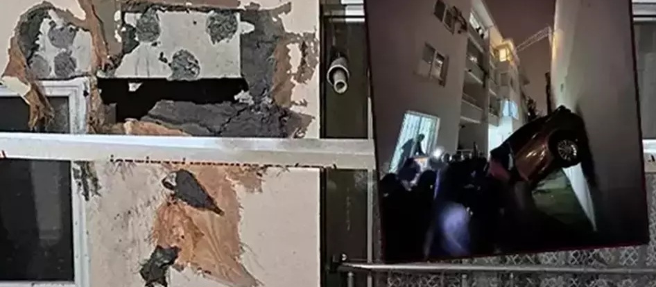 Çankaya’da kontrolden çıkan otomobil binanın 3’üncü katına çarptı