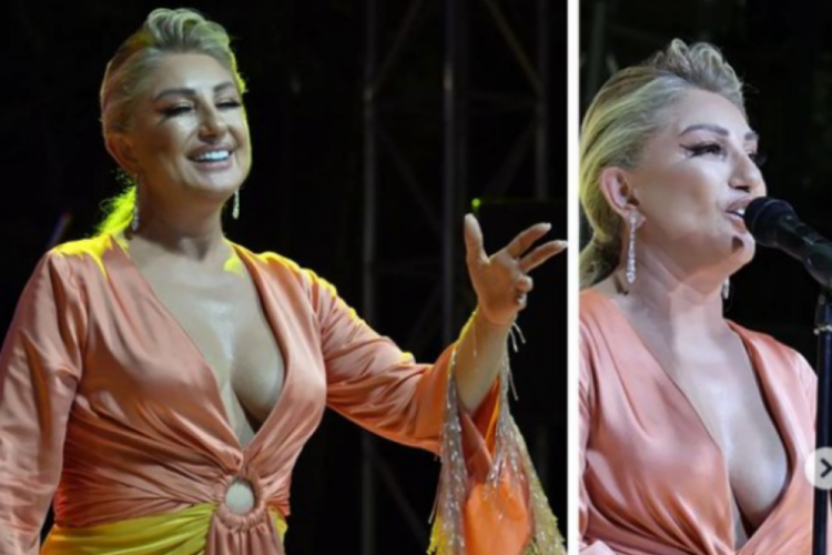 Muazzez Ersoy’un göğüs dekoltesi nefes kesti!