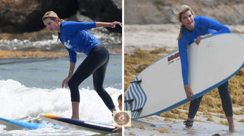 Ivanka Trump sörf becerilerini sergiliyor Ivanka Trump sörf becerilerini sergiliyor